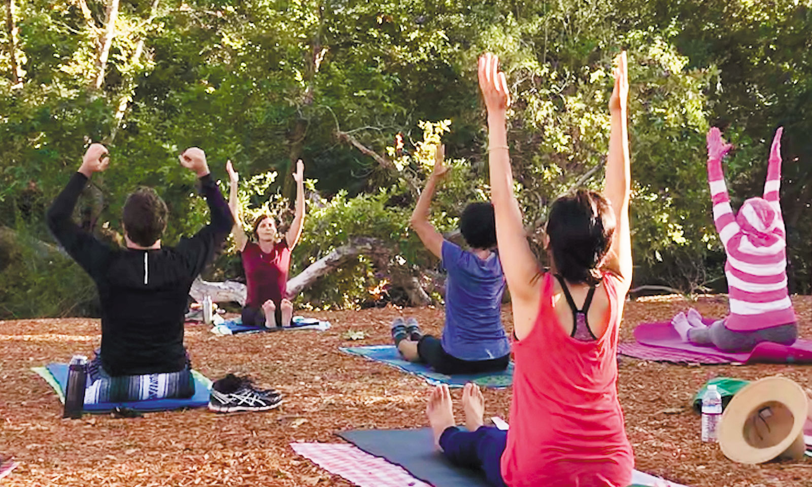 A short hike leads to serene outdoor yoga in Bommer Canyon