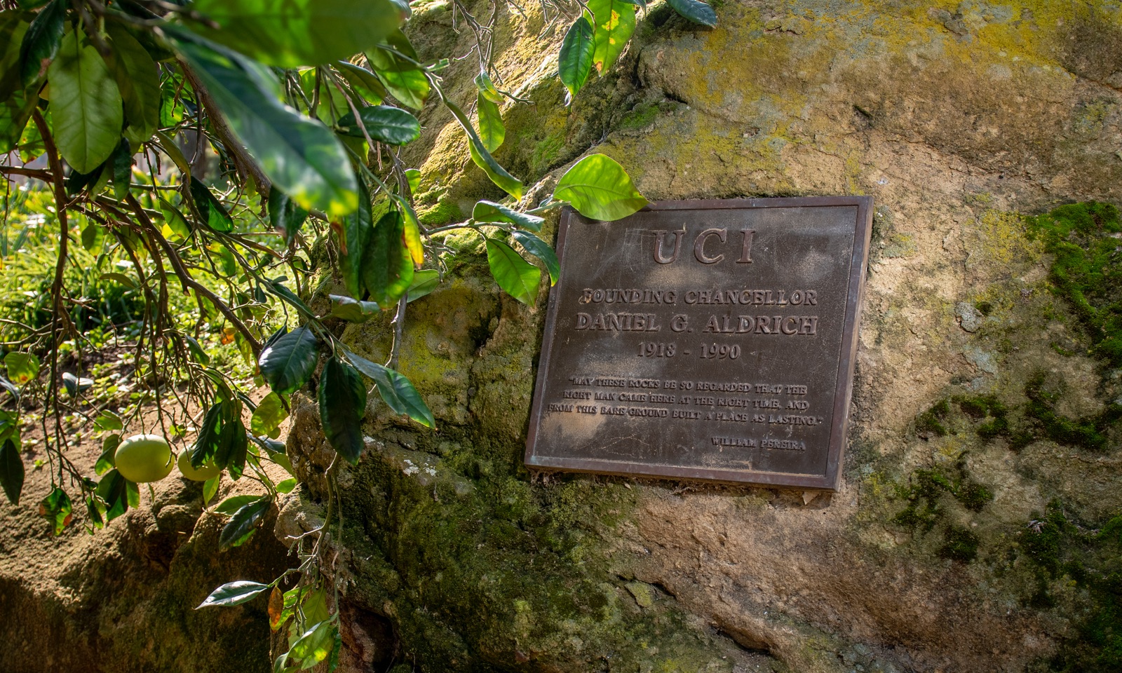 The bronze plaque that marks the birthplace of Irvine