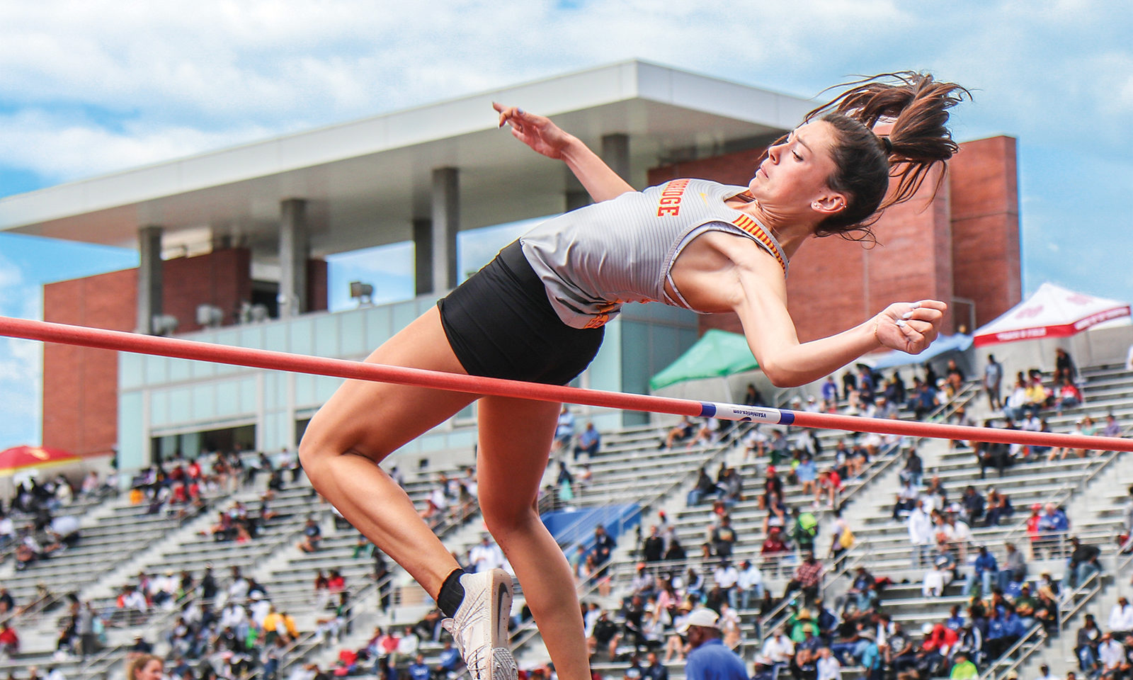 Lyon earned Pacific Coast League titles in the high jump, shown here, long jump, triple jump and 100-meter hurdles, and is on her way to Oregon State.