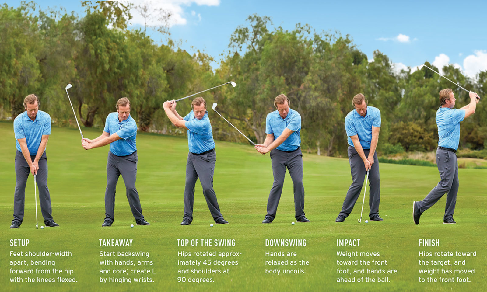 Oak Creek’s director of golf (and former PGA player), Duncan Simms, breaks down the six techniques of a perfect swing.
