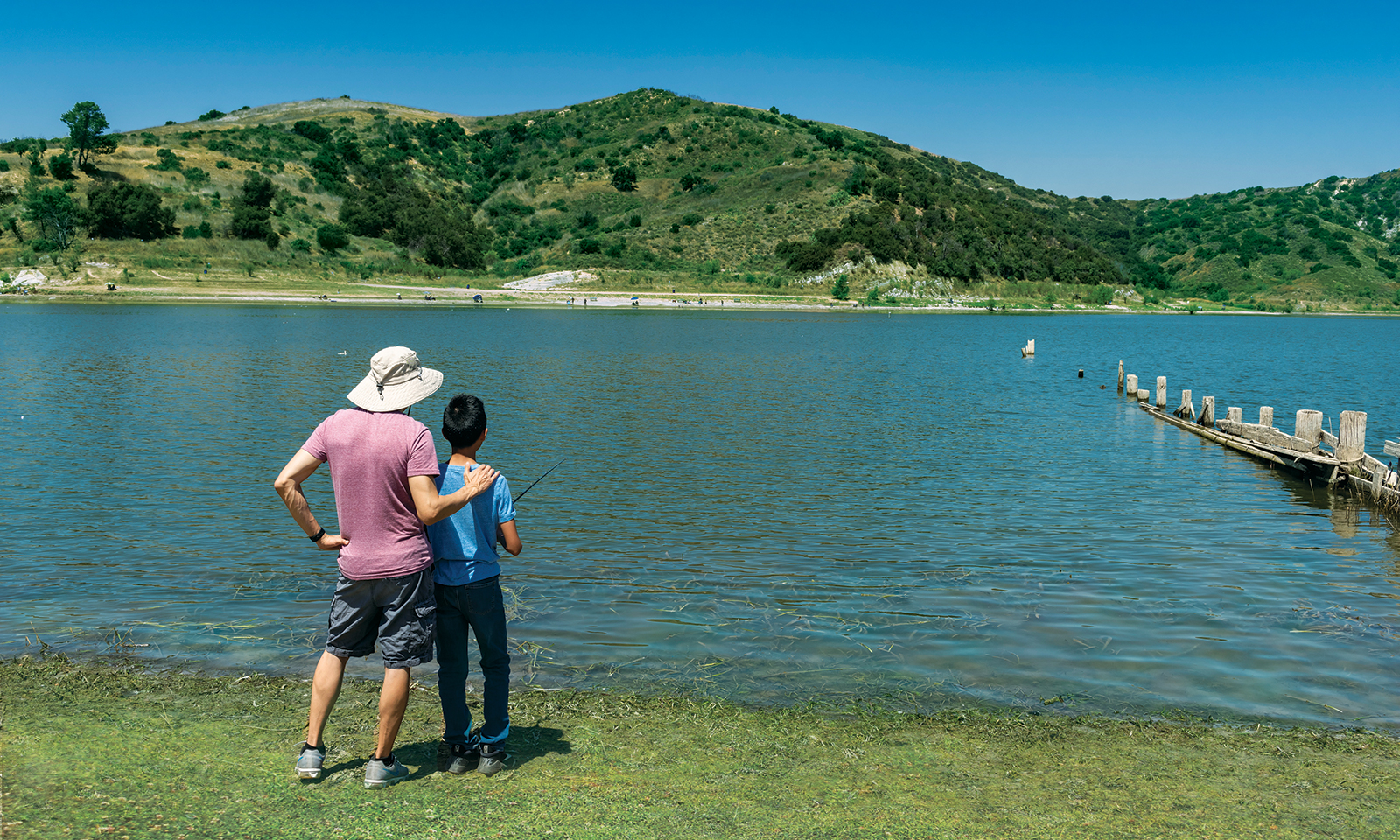 Family fishing at Irvine Lake